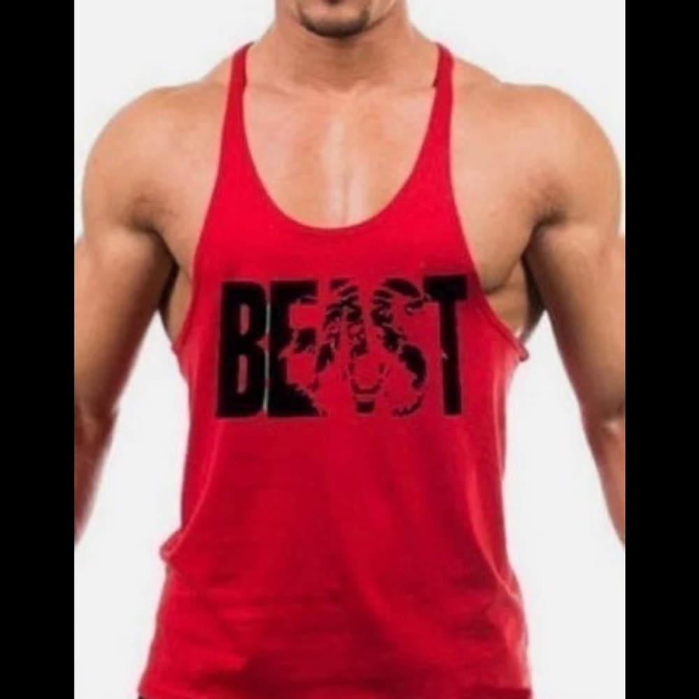 Red 'BEAST' Graphic Tank Top